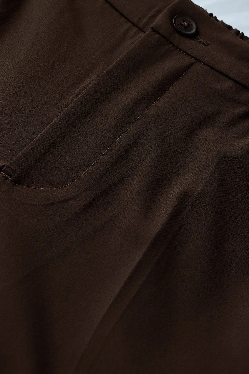 SNITCH Brown Slim Fit Stretch Trousers for Men | Best Price UAE